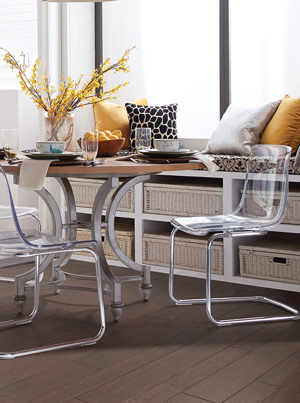 kitchen table with yellow decor