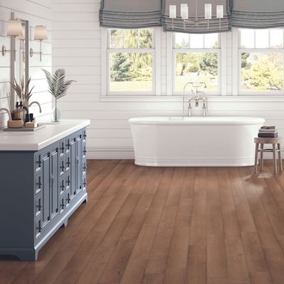 luxury vinyl plank flooring in a bathroom